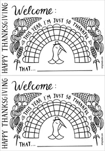Thanksgiving Place card coloring page