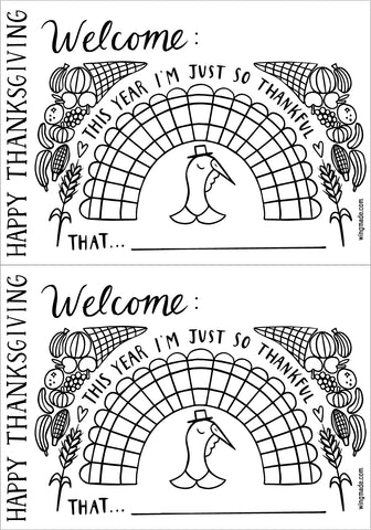 Thanksgiving Place card coloring page