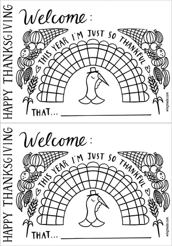 Thanksgiving Place card coloring page