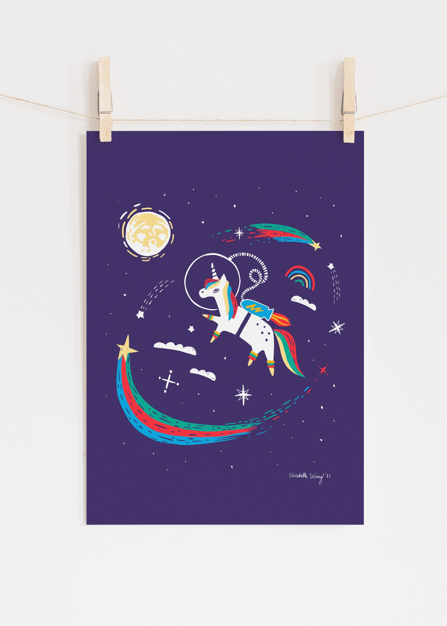 Space Unicorn Art Print